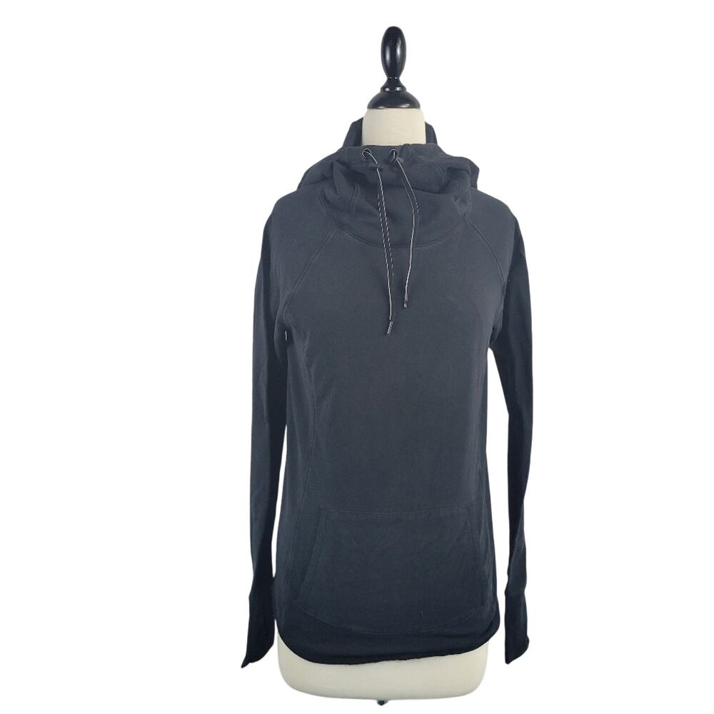 Athleta Sentra Hoodie Thumb Holes Kangaroo Pocket Black Size XS